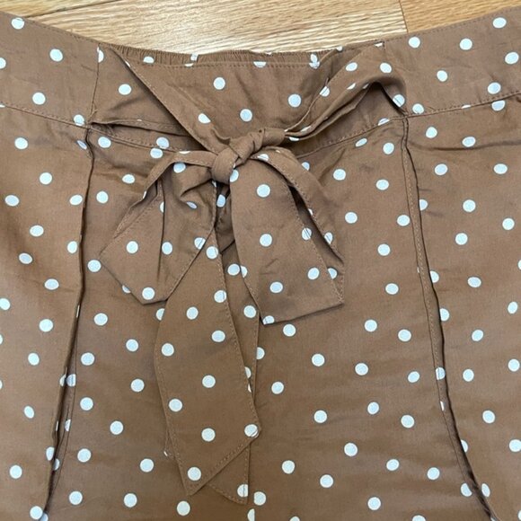 Joe Fresh Brown Polka Dot High-Waisted Shorts with Bow Tie – Women’s M - Picture 2 of 6